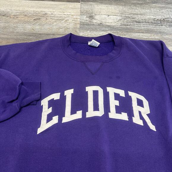 Vintage 90s Elder High School Russell Athletic Purple Mens 2XL Sweatshirt USA - Picture 1 of 10